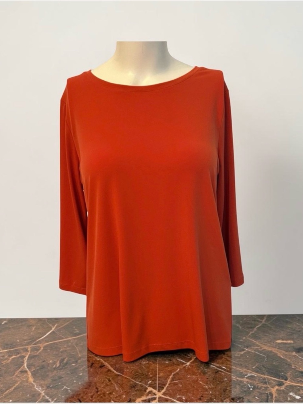 Chico's Orange/Rust 3/4 Sleeve Relaxed Top Size 1